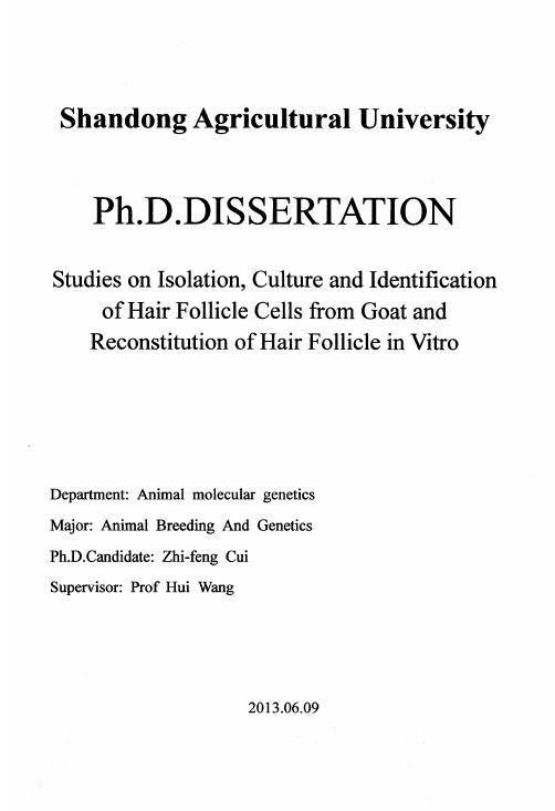 山羊毛囊细胞分离培养与鉴定及毛囊体外重塑研究