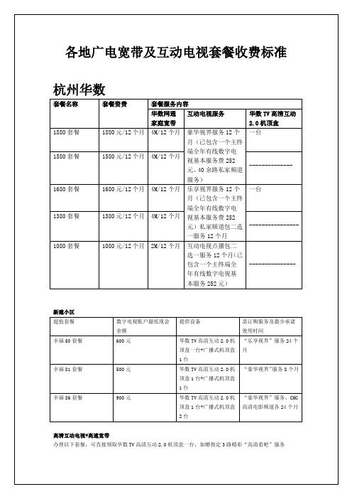 附表四：外省广电宽带及互动电视套餐收费标准-2