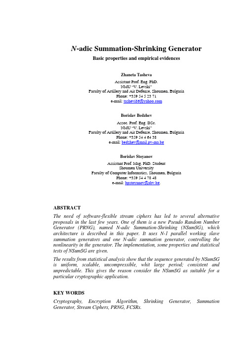 N-adic Summation-Shrinking Generator Basic properties and empirical evidences