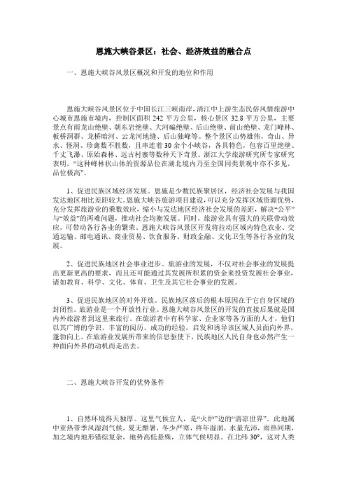 恩施大峡谷景区：社会、经济效益的融合点