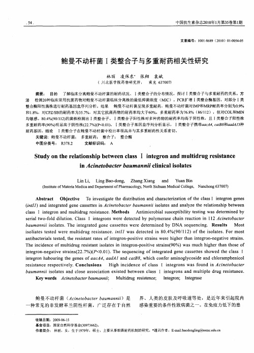 鲍曼不动杆菌I类整合子与多重耐药相关性研究