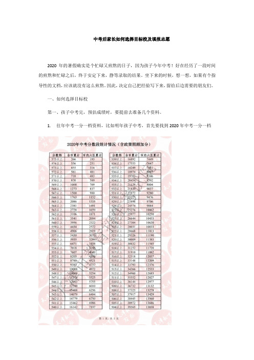 中考后家长如何选择目标校及填报志愿(天津)