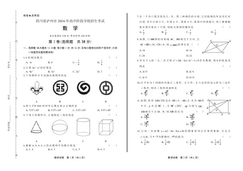2016年四川省泸州市中考数学试卷