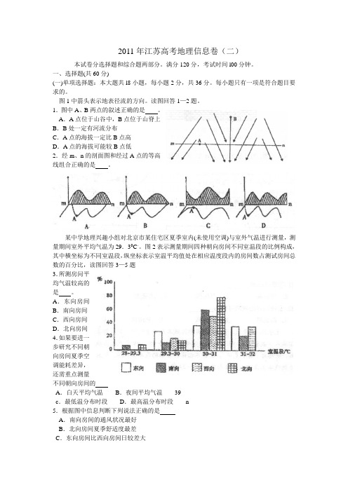 2011年江苏高考地理信息卷(二)