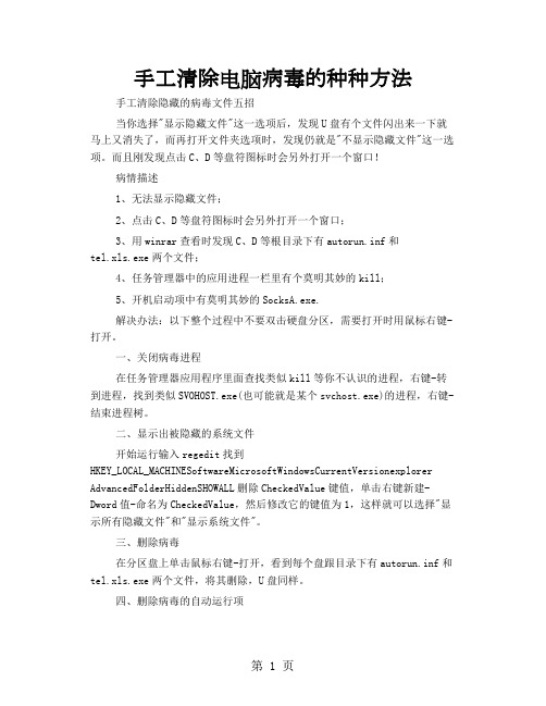 手工清除电脑病毒的种种方法-10页文档资料