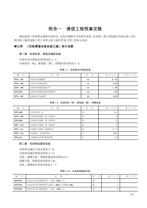 通信工程预算定额