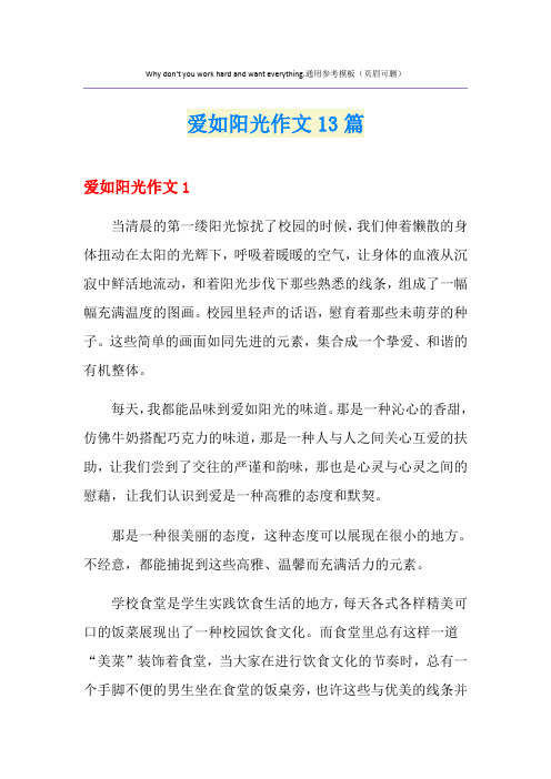 爱如阳光作文13篇