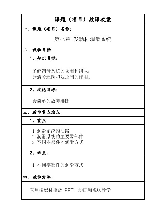 7汽车构造课程教案-发动机润滑系统-电子教案