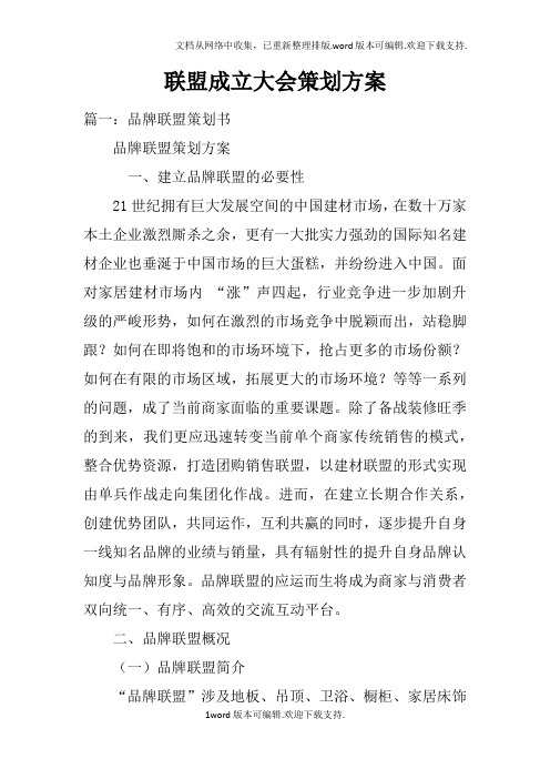 联盟成立大会策划方案
