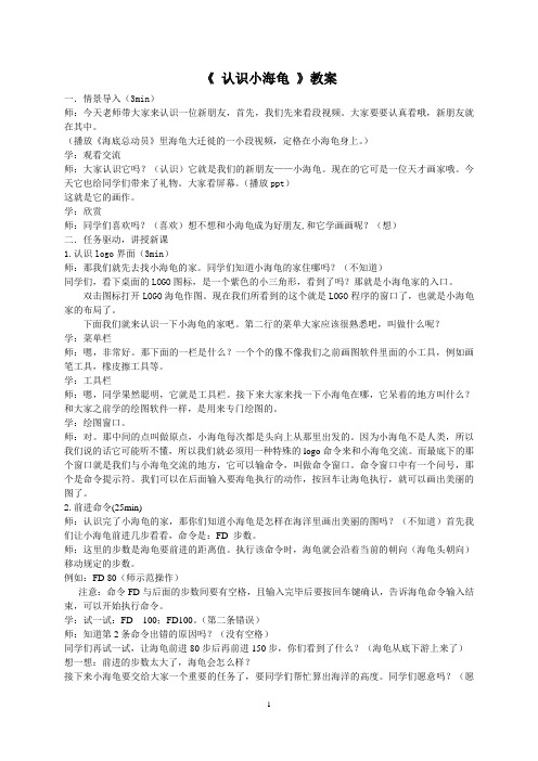 认识小海龟(教案)