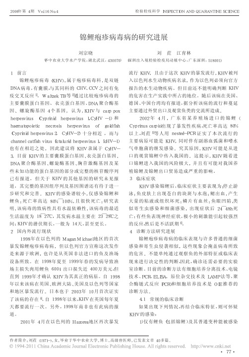 2006锦鲤疱疹病毒病的研究进展_刘宗晓