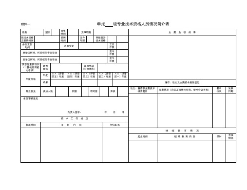 级专业技术资格人员情况简介表