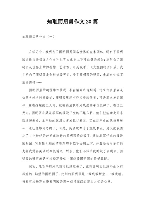知耻而后勇作文20篇