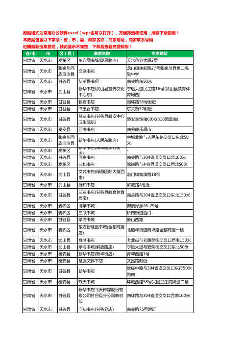 2020新版甘肃省天水市书店工商企业公司商家名录名单黄页联系电话号码地址大全67家