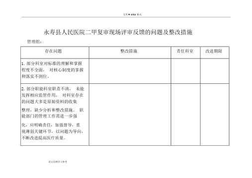二甲评审反馈问题整改方案报告