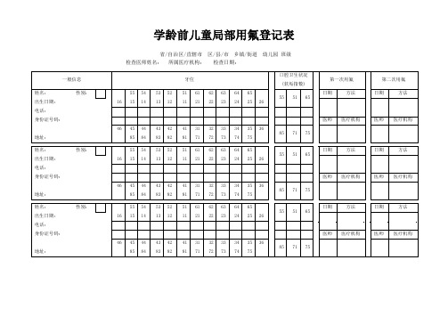 学龄前儿童局部用氟登记表