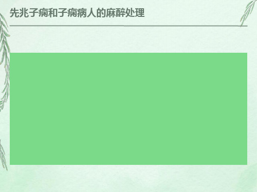专业先兆子痫和子痫病人的麻醉处理