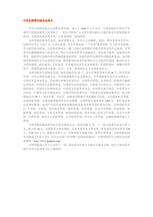 中华全国青年联合会简介