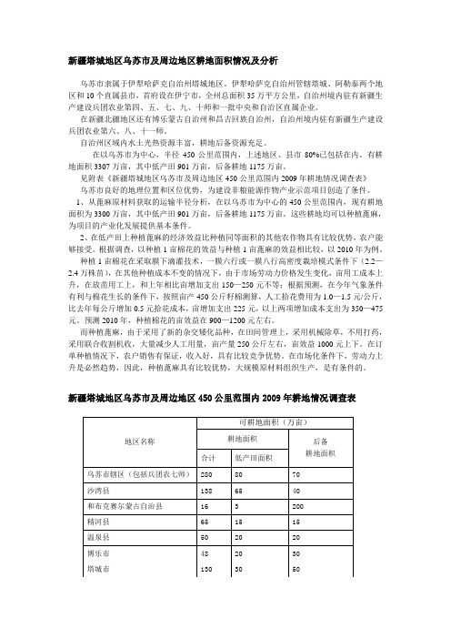 新疆塔城地区乌苏市及周边地区耕地面积情况及分析