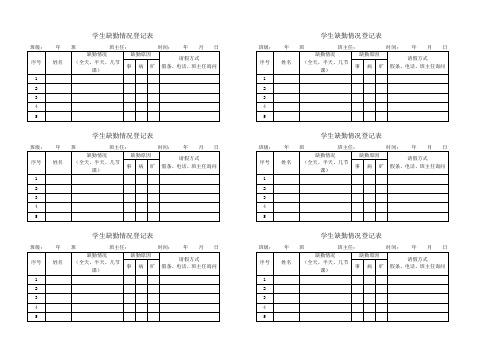 学生缺勤情况登记表