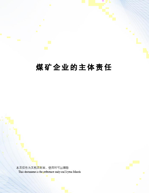 煤矿企业的主体责任