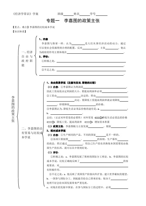 专题一  李嘉图的政策主张