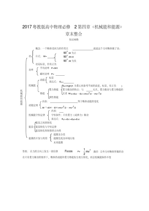 2017粤教版高中物理必修2第四章《机械能和能源》章末整合