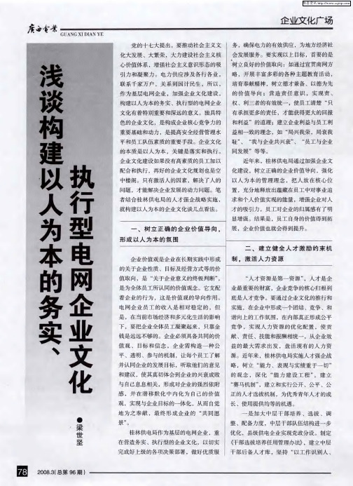 浅谈构建以人为本的务实、执行型电网企业文化