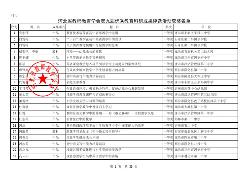 2018年河北教师教育学会优秀教育科研-河北教师教育网