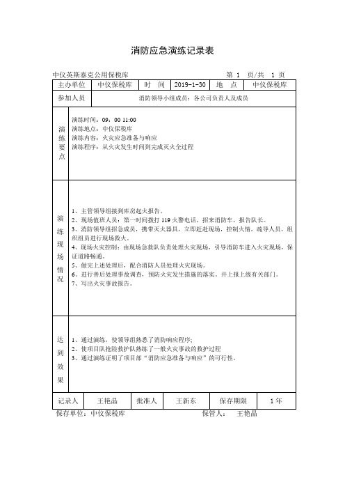 消防演练记录表