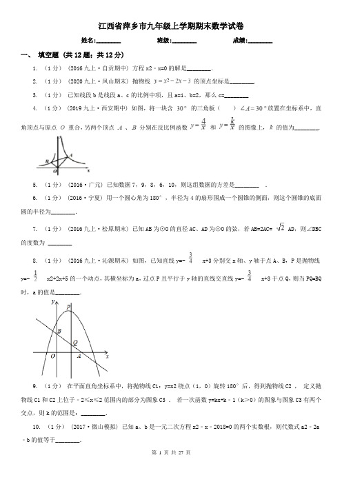 江西省萍乡市九年级上学期期末数学试卷