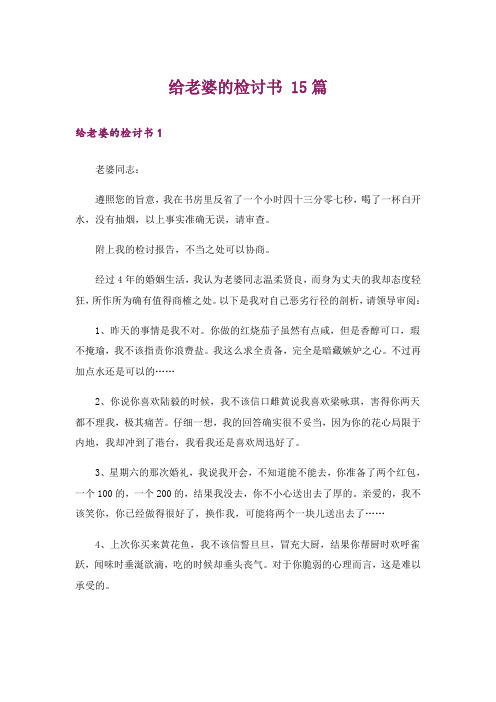 给老婆的检讨书 15篇