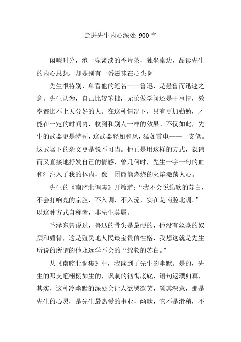 走进先生内心深处_900字