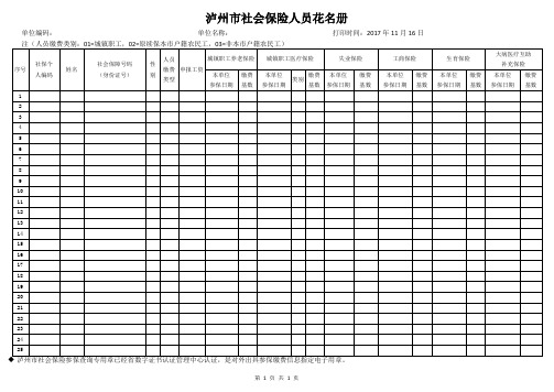 泸州市社会保险人员花名册