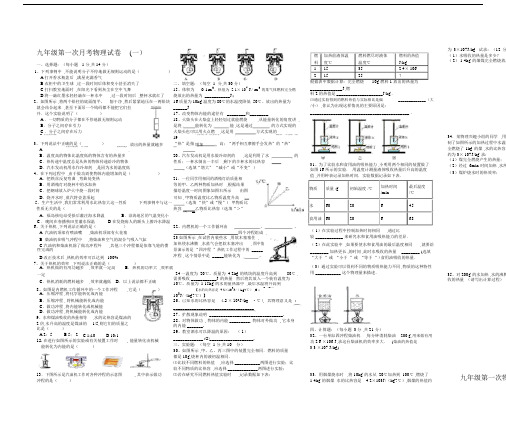 【最新】人教版九年级物理第一学期第一次月考试卷及答案.docx