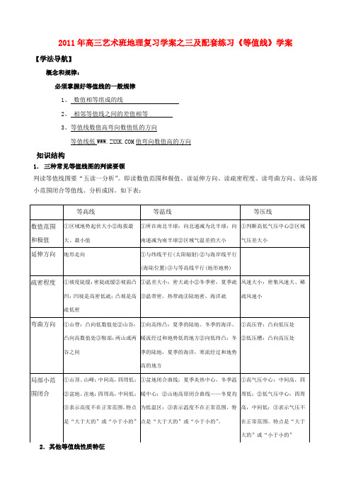 高三地理 《等值线》学案 新人教版