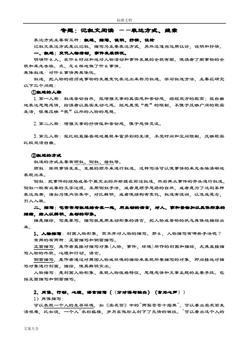中学考试记叙文阅读表达方式讲解