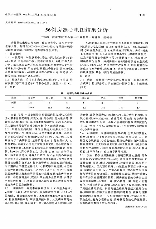 56例房颤心电图结果分析