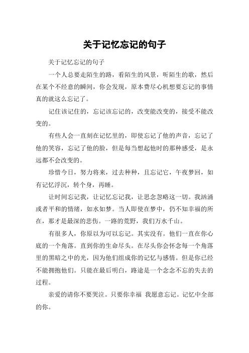关于记忆忘记的句子