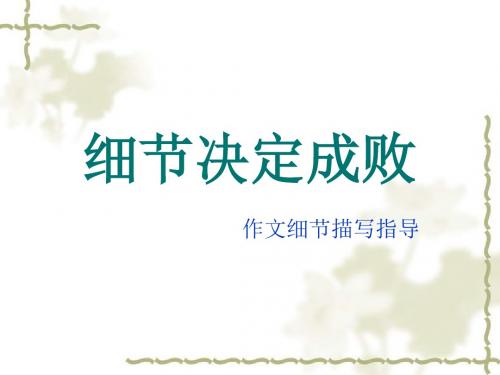 细节决定成败——作文细节描写指导 PPT课件