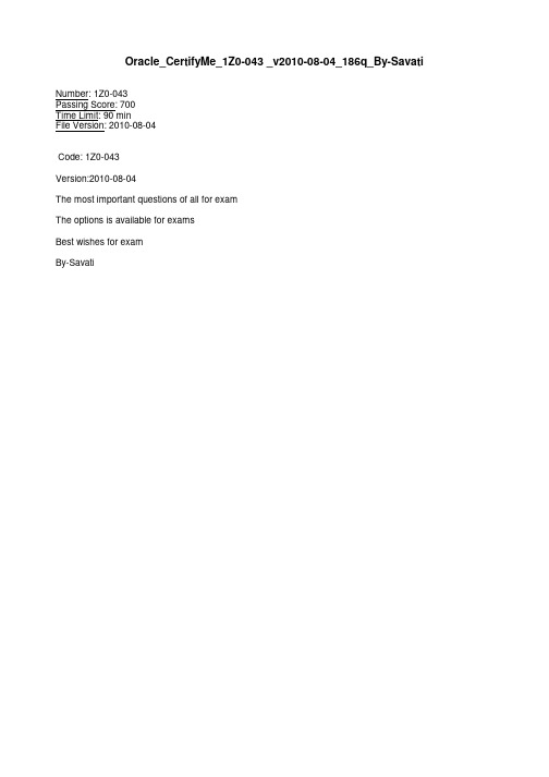 Oracle.CertifyMe.1Z0-043.v2010-08-04.by.Savati