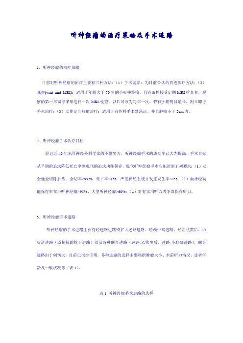 听神经瘤的治疗策略及手术进路