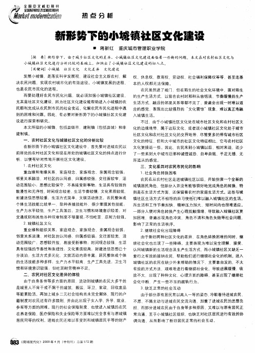 新形势下的小城镇社区文化建设