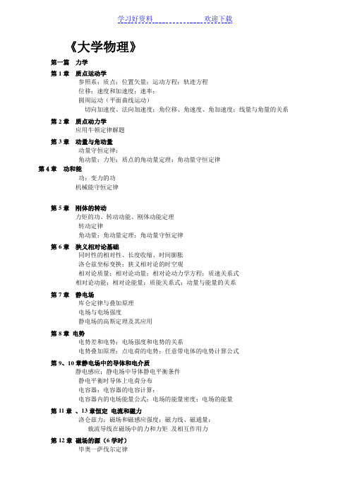 大学物理(张三慧第三版)期末复习重点内容
