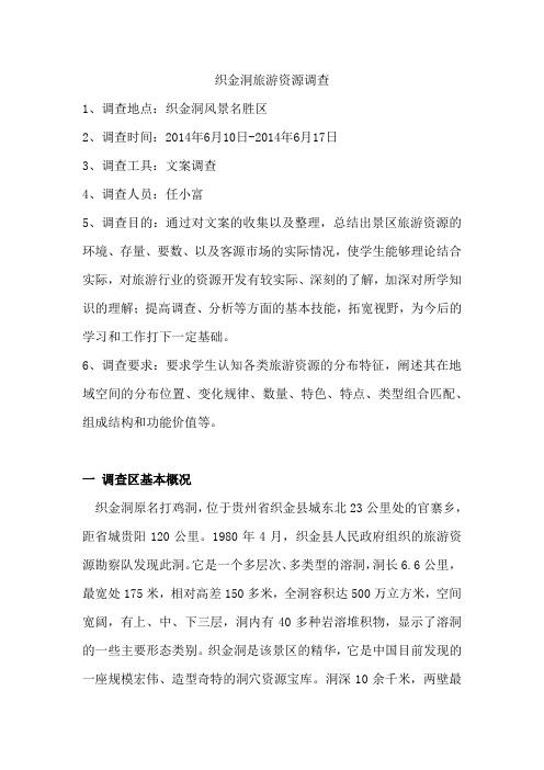 织金洞旅游资源调查