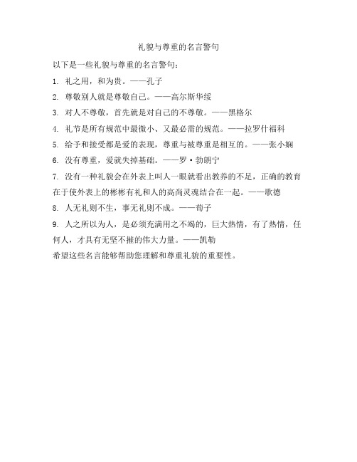 2316 礼貌与尊重的名言警句