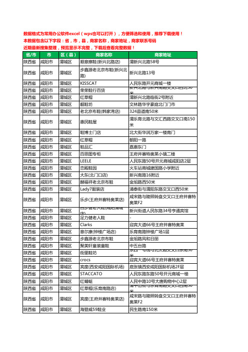 2020新版陕西省咸阳市渭城区鞋工商企业公司商家名录名单黄页联系电话号码地址大全65家
