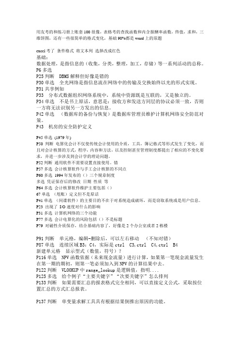 2014电算化重点知识