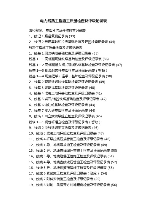 电力线路工程施工质量检查及评级记录表