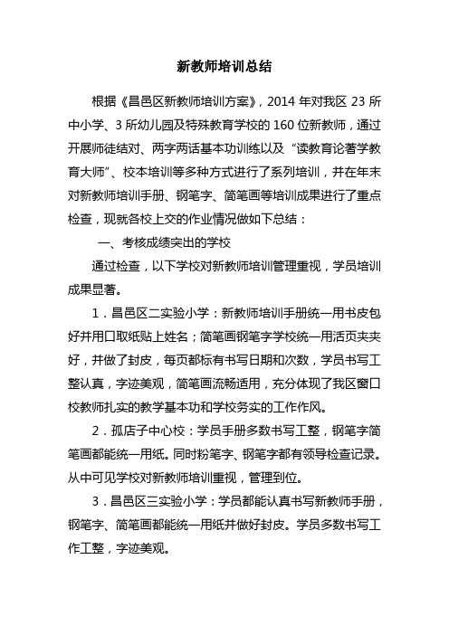 2014年新教师培训总结